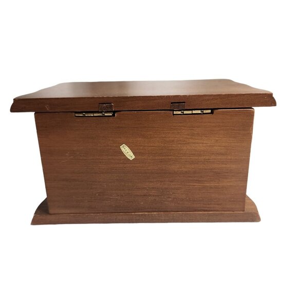 Vintage Small Dresser Jewelry Box Orange Velvet Inside With Mirror Ring Box - Picture 7 of 8